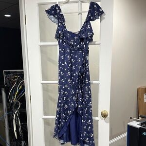 Altar'd State Floral Blue Ruffle Dress